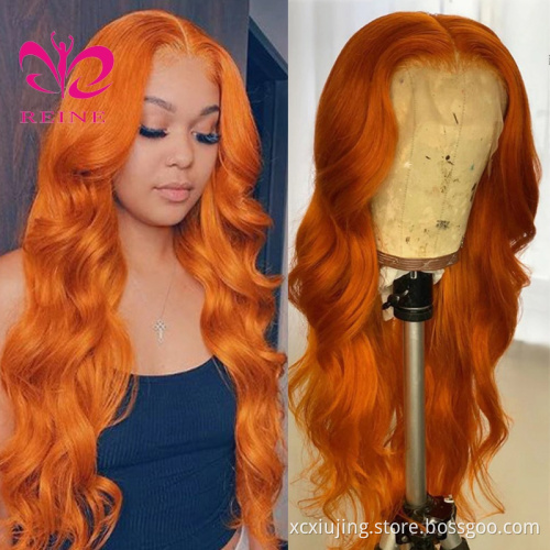 New design Body wave lace frontal wig REINE ombre color body wave hair lace front wig with baby hair double drawn human hair wig